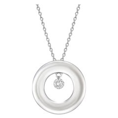 18 Karat White Gold and Diamond Circle Pendant