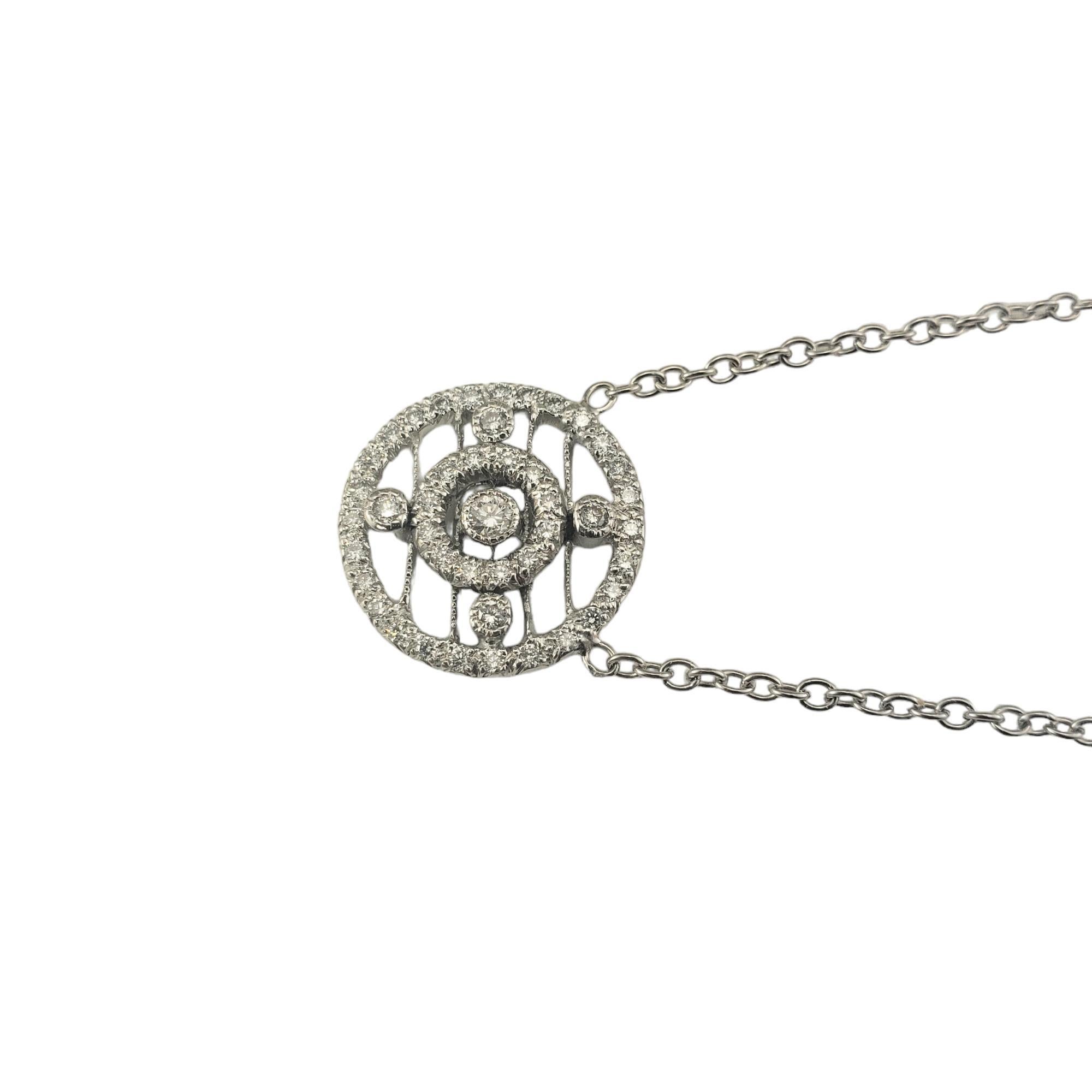 Women's 18 Karat White Gold and Diamond Circle Pendant Necklace #16824 For Sale