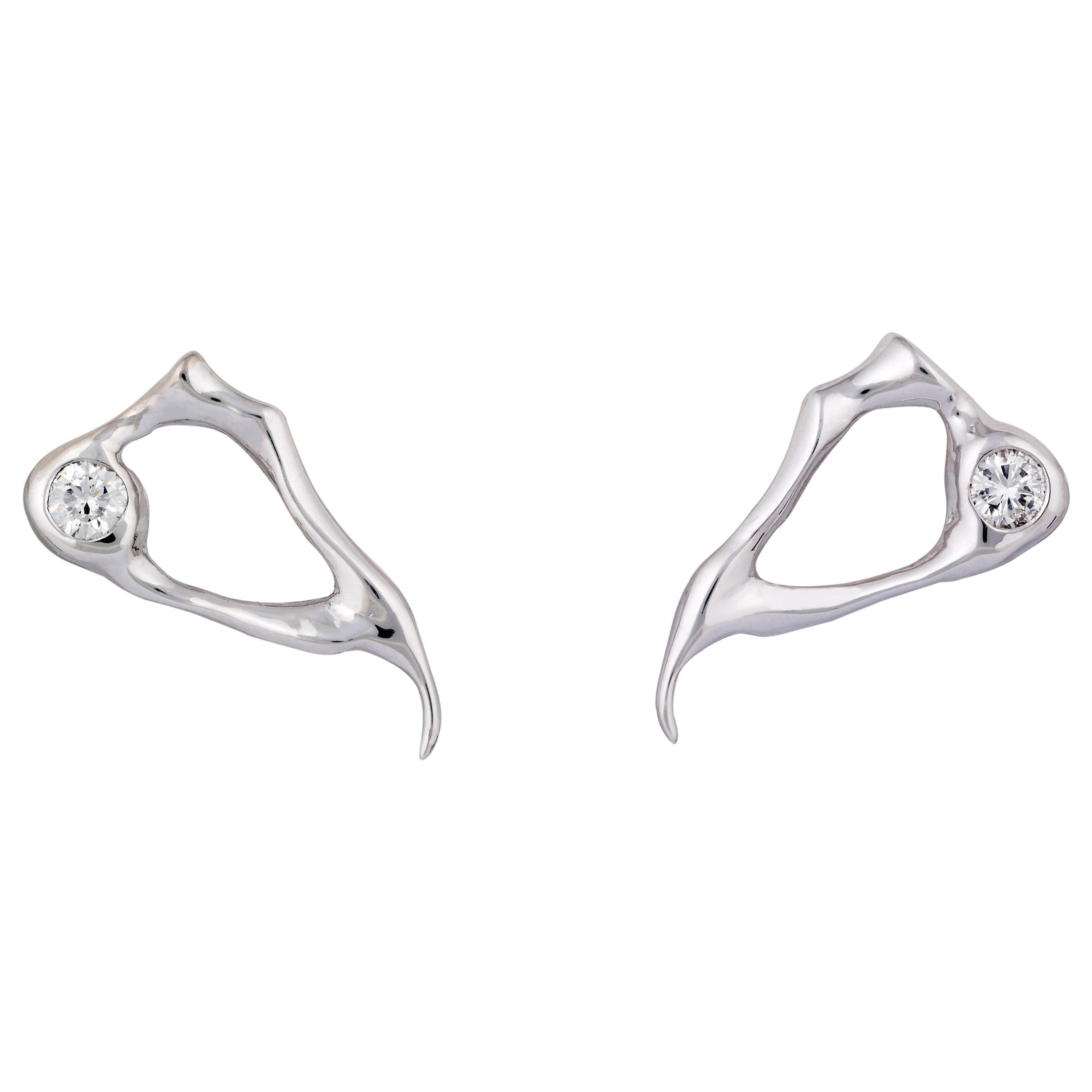 MAIKO NAGAYAMA Diamond 18K White Gold Contemporary Earrings For Sale