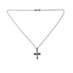 18 Karat White Gold and Diamond Cross Pendant Necklace #17226