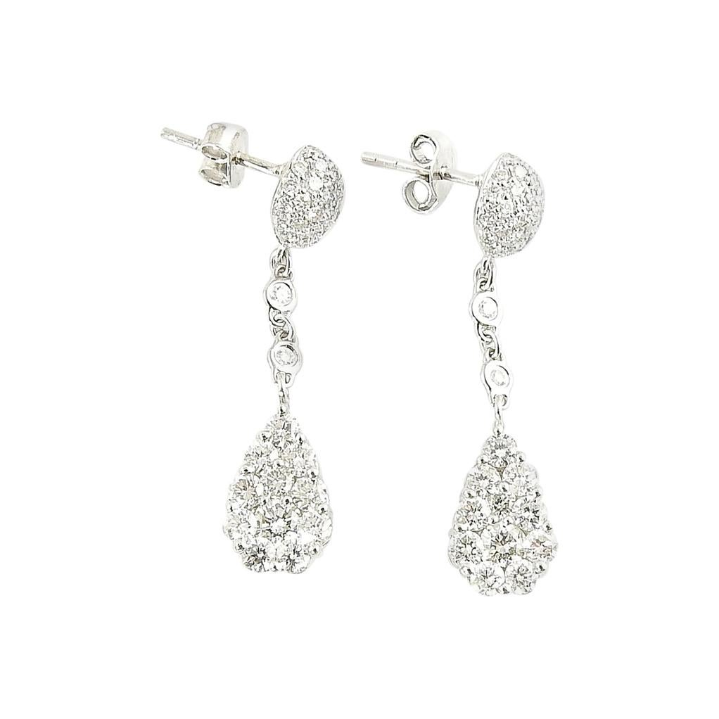 18 Karat White Gold and Diamond Dangle Earrings