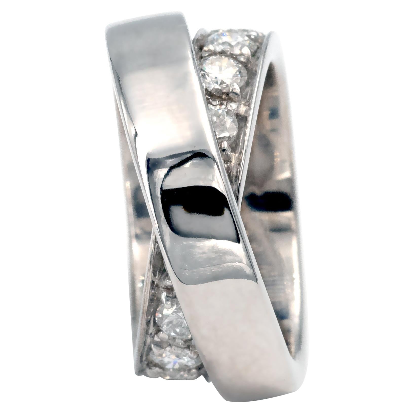 18-Karat White Gold and Diamond Double Band Ring