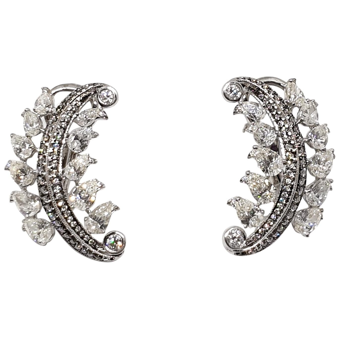 18 Karat White Gold and Diamond Earrings