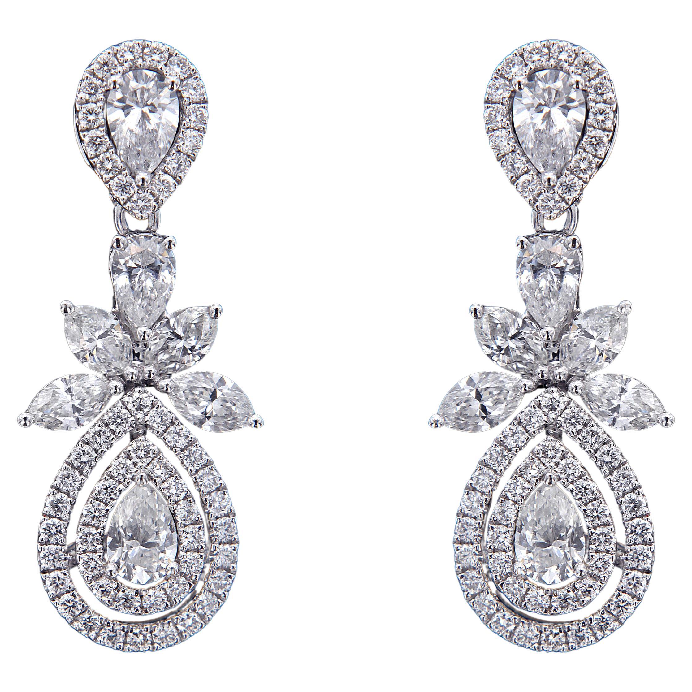 18 Karat White Gold and Diamond Earrings For Sale