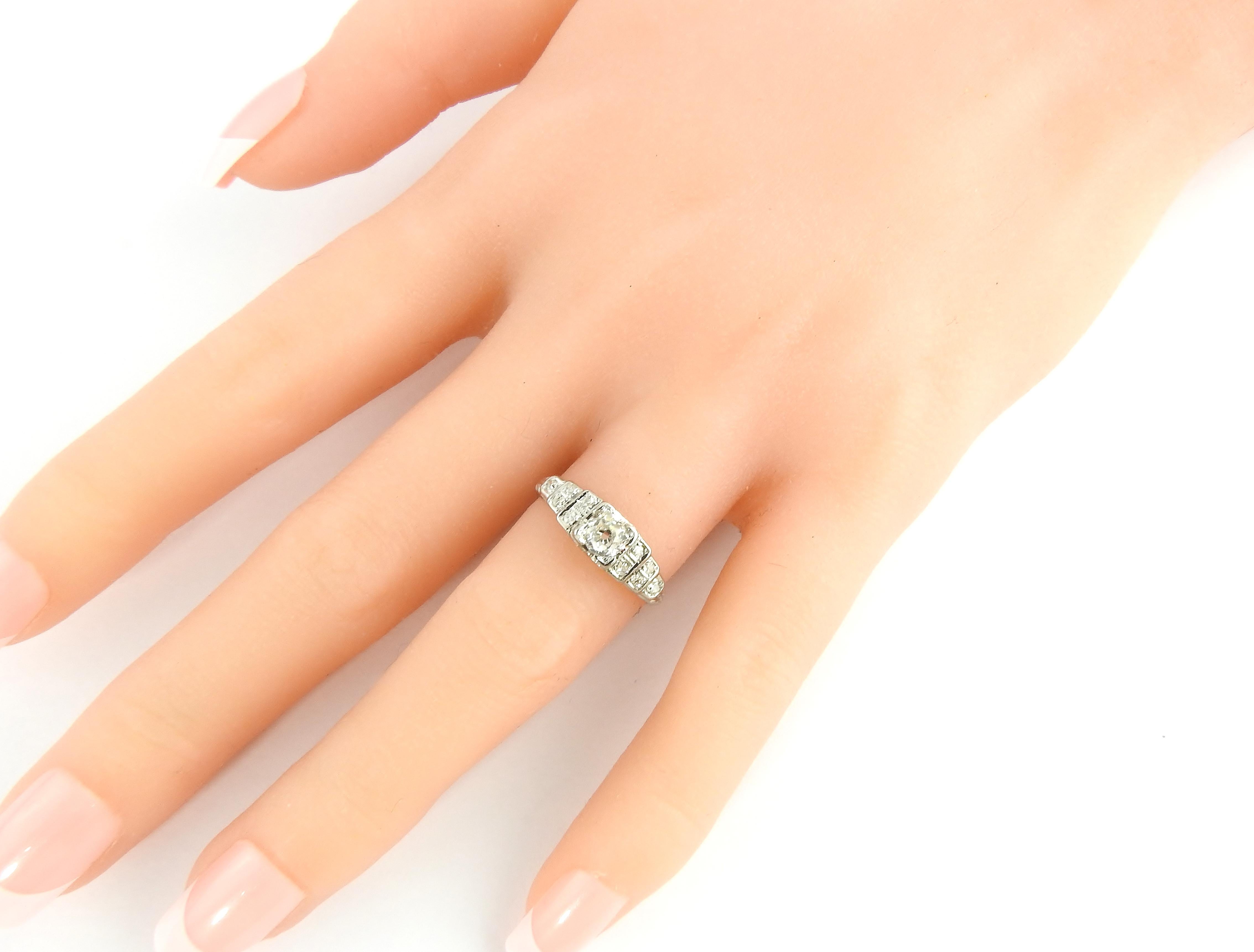 18 Karat White Gold and Diamond Engagement Ring 2