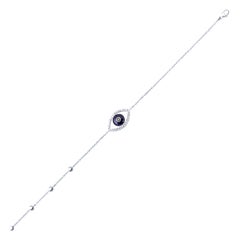 18 Karat White Gold and Diamond Evil Eye Bracelet