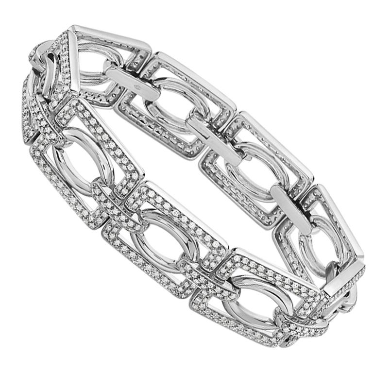 Bracelet à la mode en or blanc 18 carats et diamants