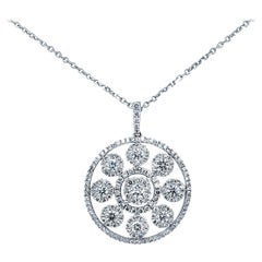 18 Karat White Gold and Diamond Flower Pendant