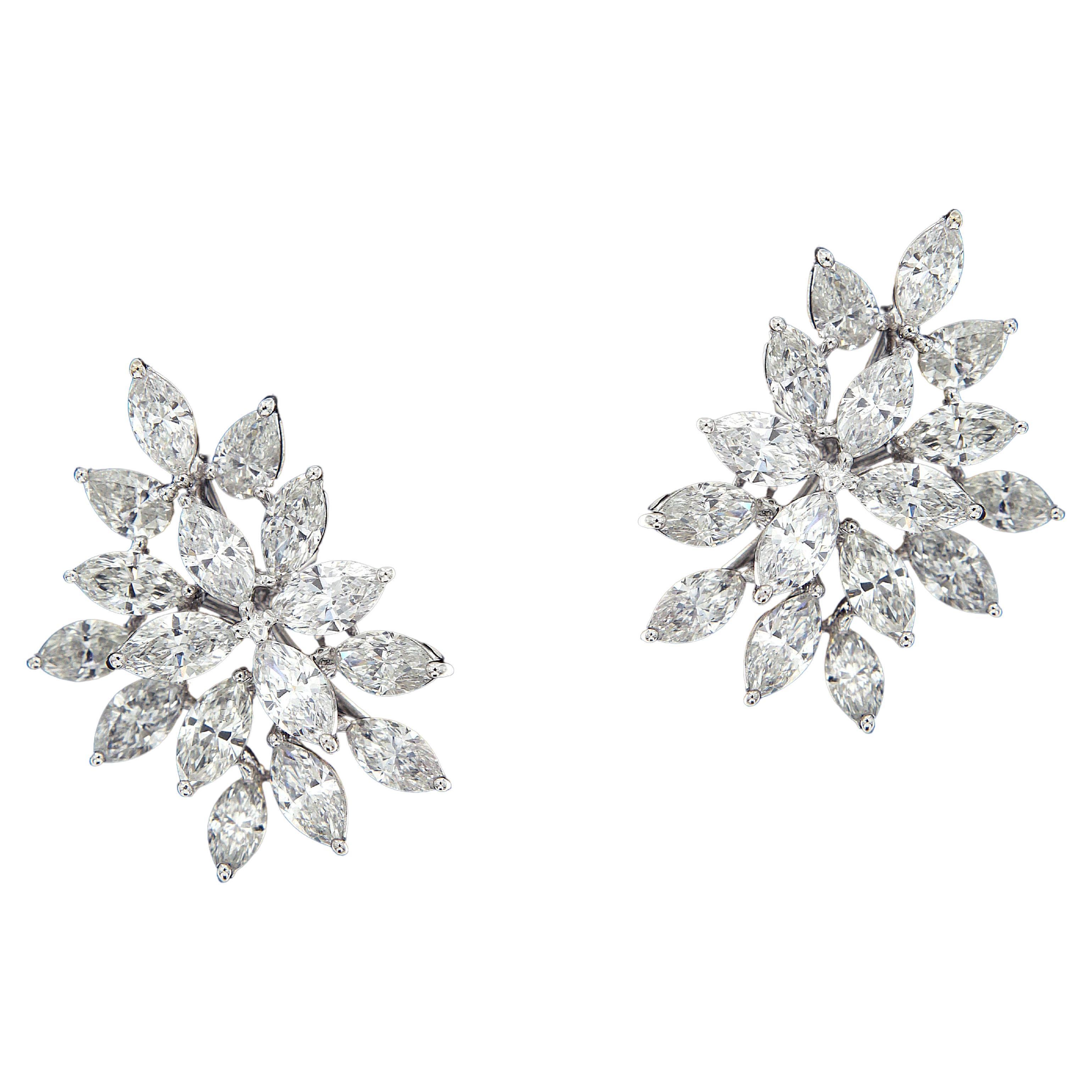 Oscar Heyman Gold Platinum Diamond Rose Flower Earrings For Sale at 1stDibs