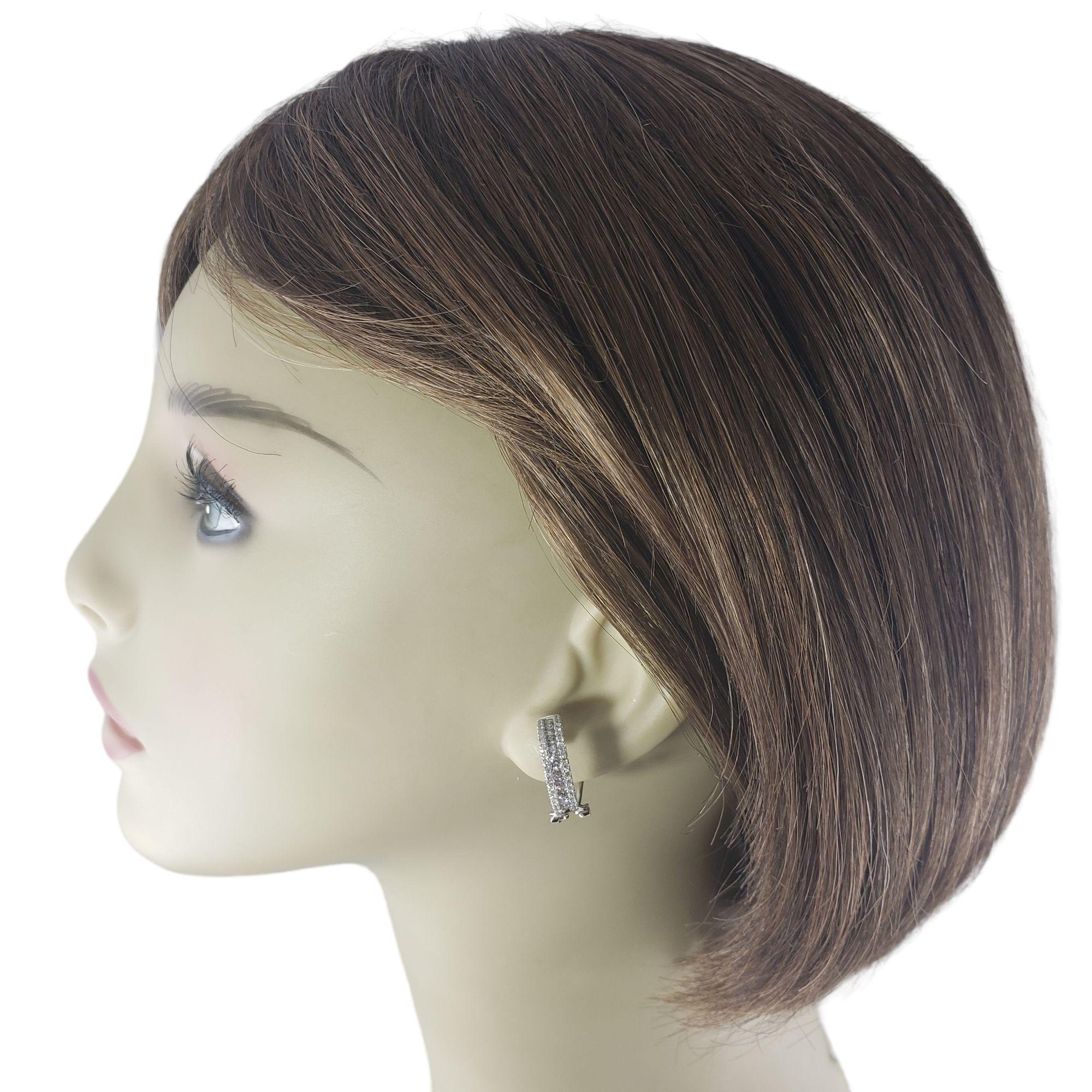 Women's 18 Karat White Gold and Diamond Half Hoop Earrings For Sale