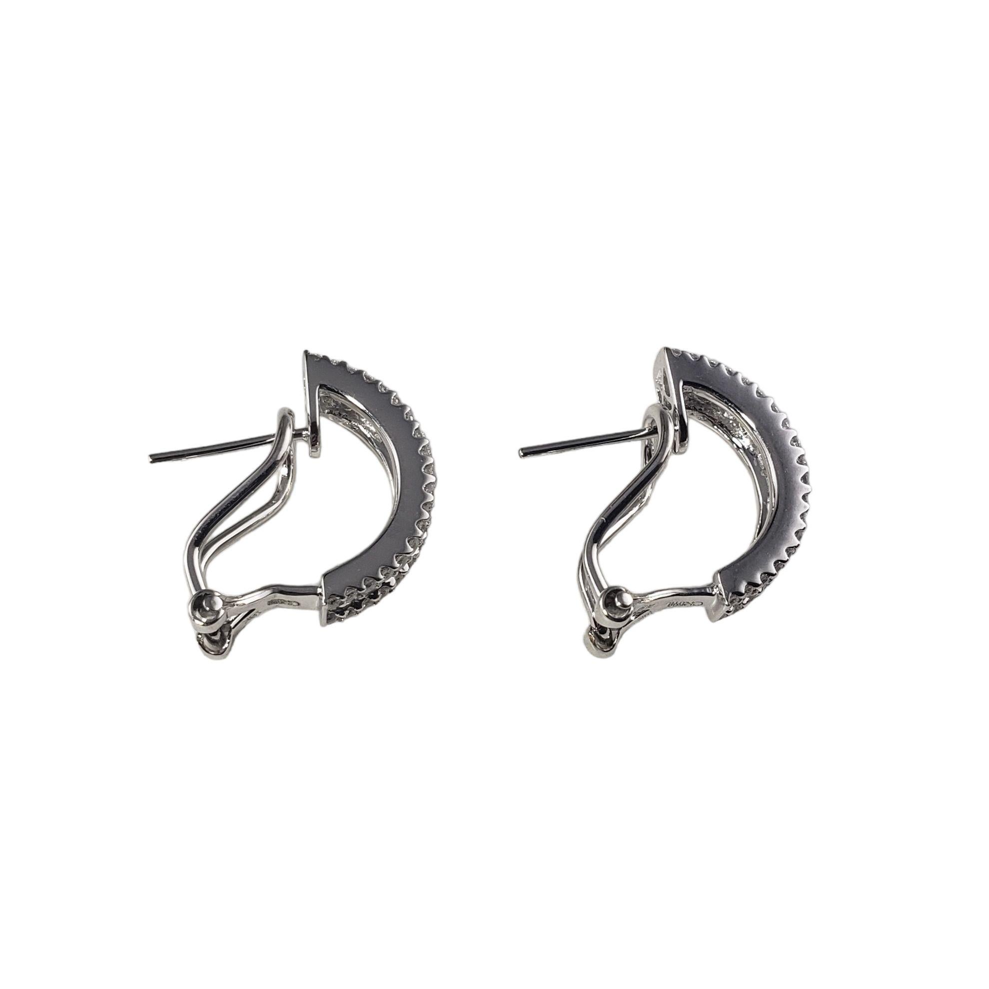 18 Karat White Gold and Diamond Half Hoop Earrings For Sale 2