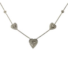 18 Karat White Gold and Diamond Heart Station Necklace #18273