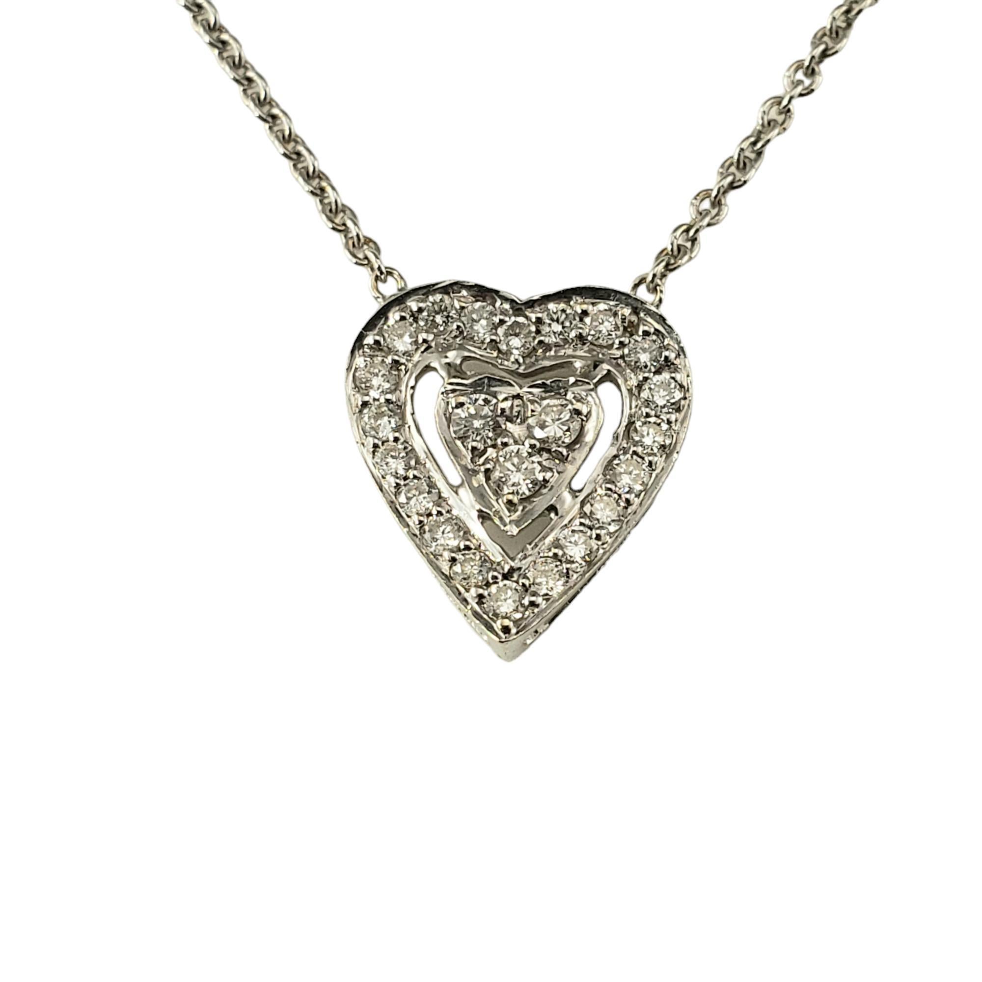 Brilliant Cut 18 Karat White Gold and Diamond Heart Station Necklace #18273 For Sale
