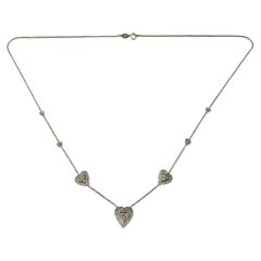 18 Karat White Gold and Diamond Heart Station Necklace #18273