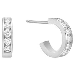 18 Karat White Gold and Diamond Huggie Earrings