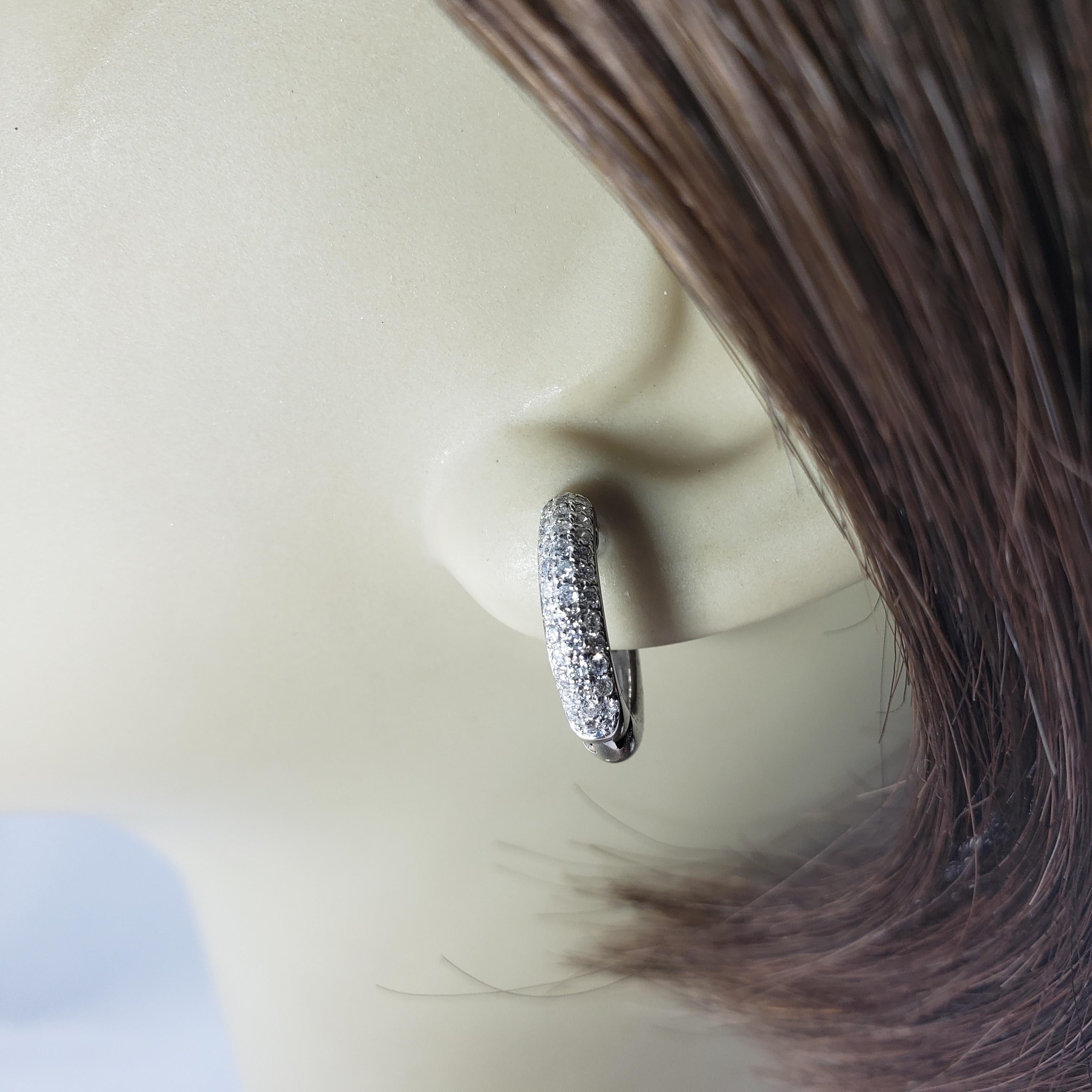 18 Karat White Gold and Diamond Huggie Hoop Earrings For Sale 5