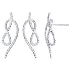 18 Karat White Gold and Diamond Leaf Shape Earrings