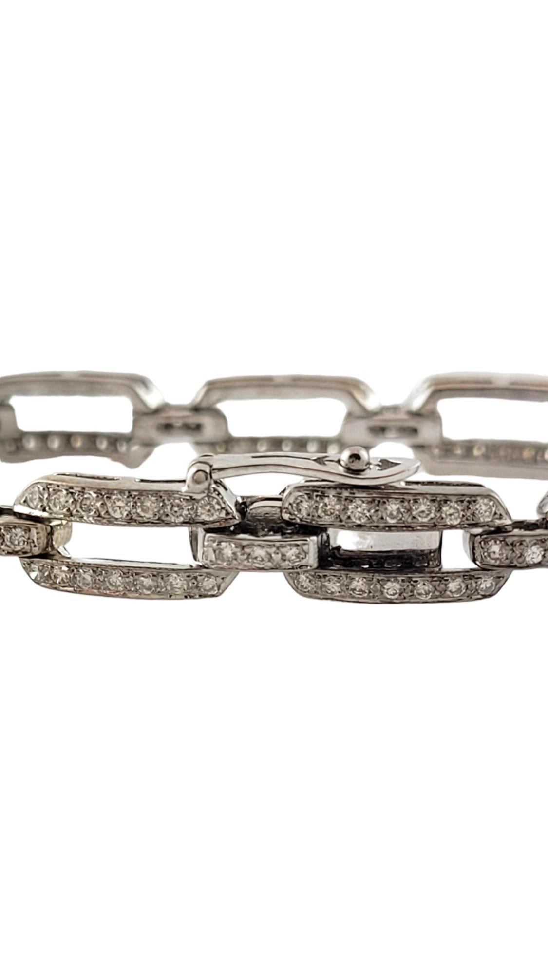 18 Karat White Gold and Diamond Link Bracelet #16972 In Good Condition For Sale In Washington Depot, CT