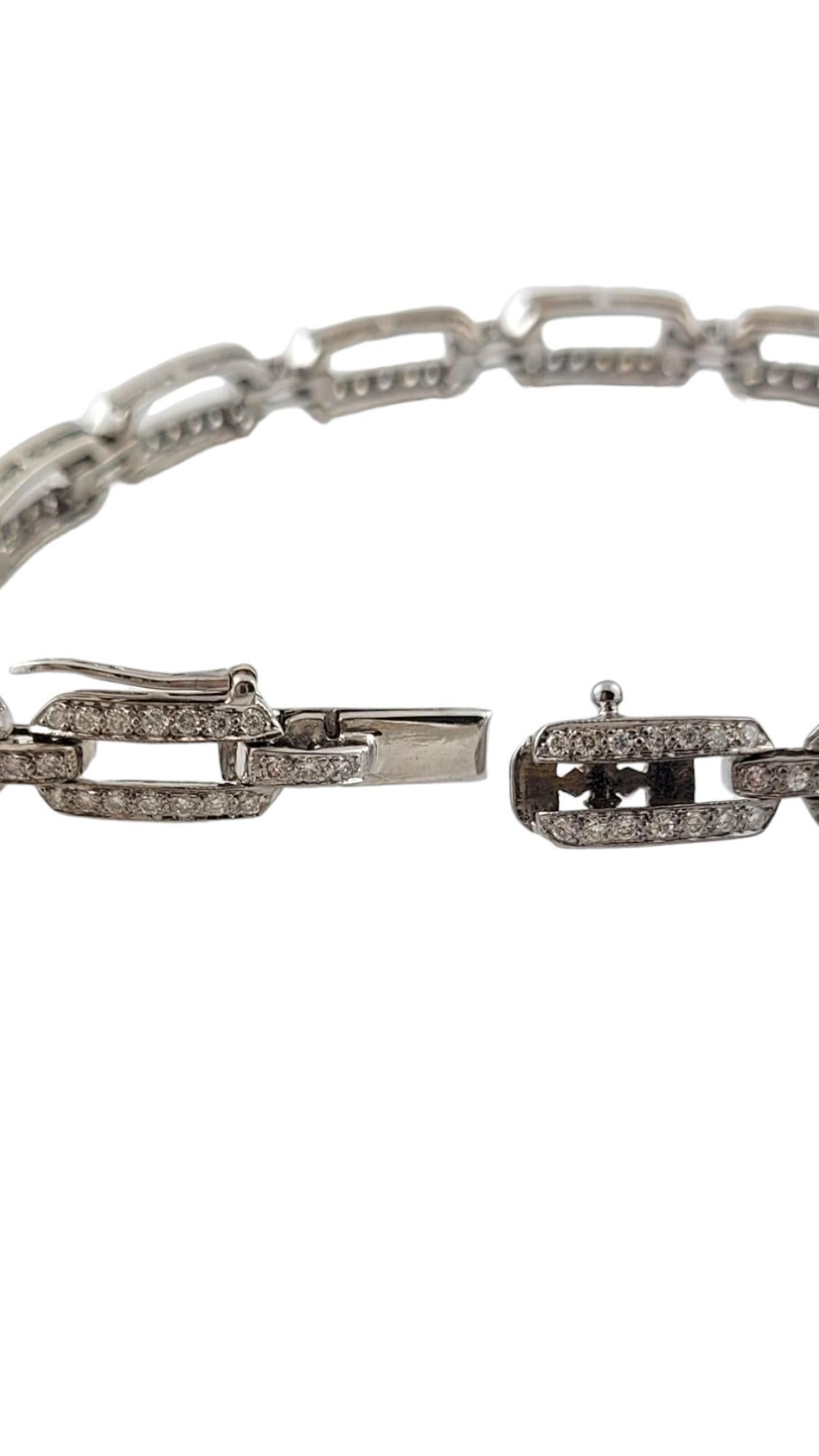 18 Karat White Gold and Diamond Link Bracelet #19578 In Good Condition For Sale In Washington Depot, CT