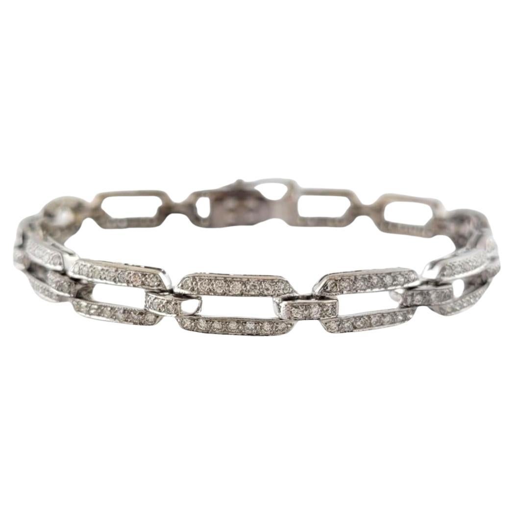 18 Karat White Gold and Diamond Link Bracelet #19578