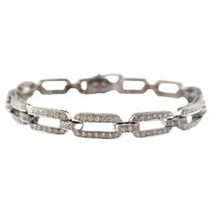 18 Karat White Gold and Diamond Link Bracelet #19578