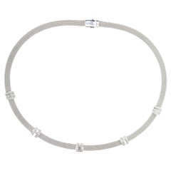 18 Karat White Gold and Diamond Mesh Neckpiece
