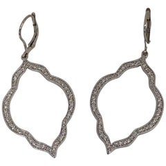 18 Karat White Gold and Diamond "Moroccan" Style Pendant Earrings