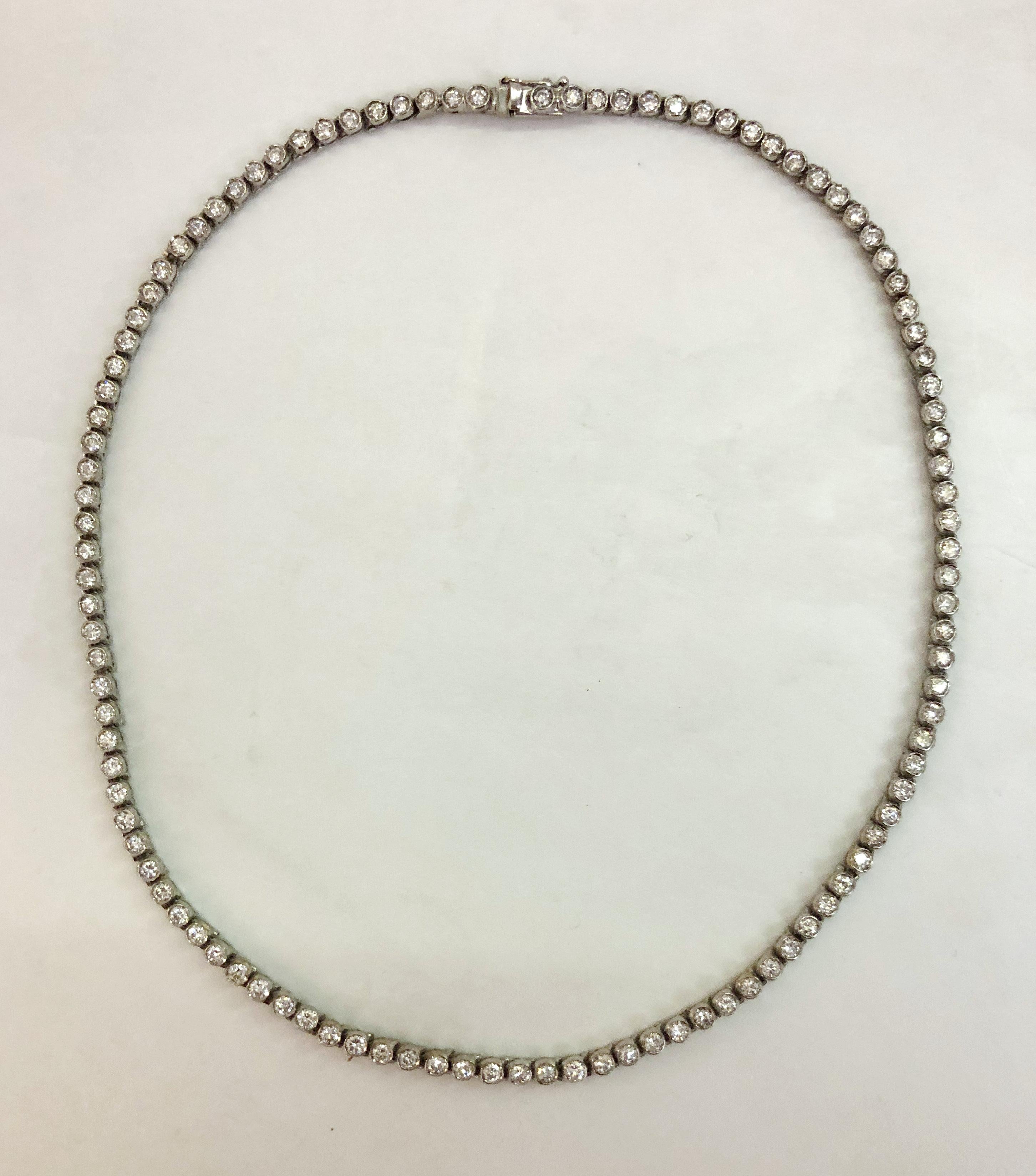 Brilliant Cut 18 Karat White Gold and Diamond Necklace For Sale