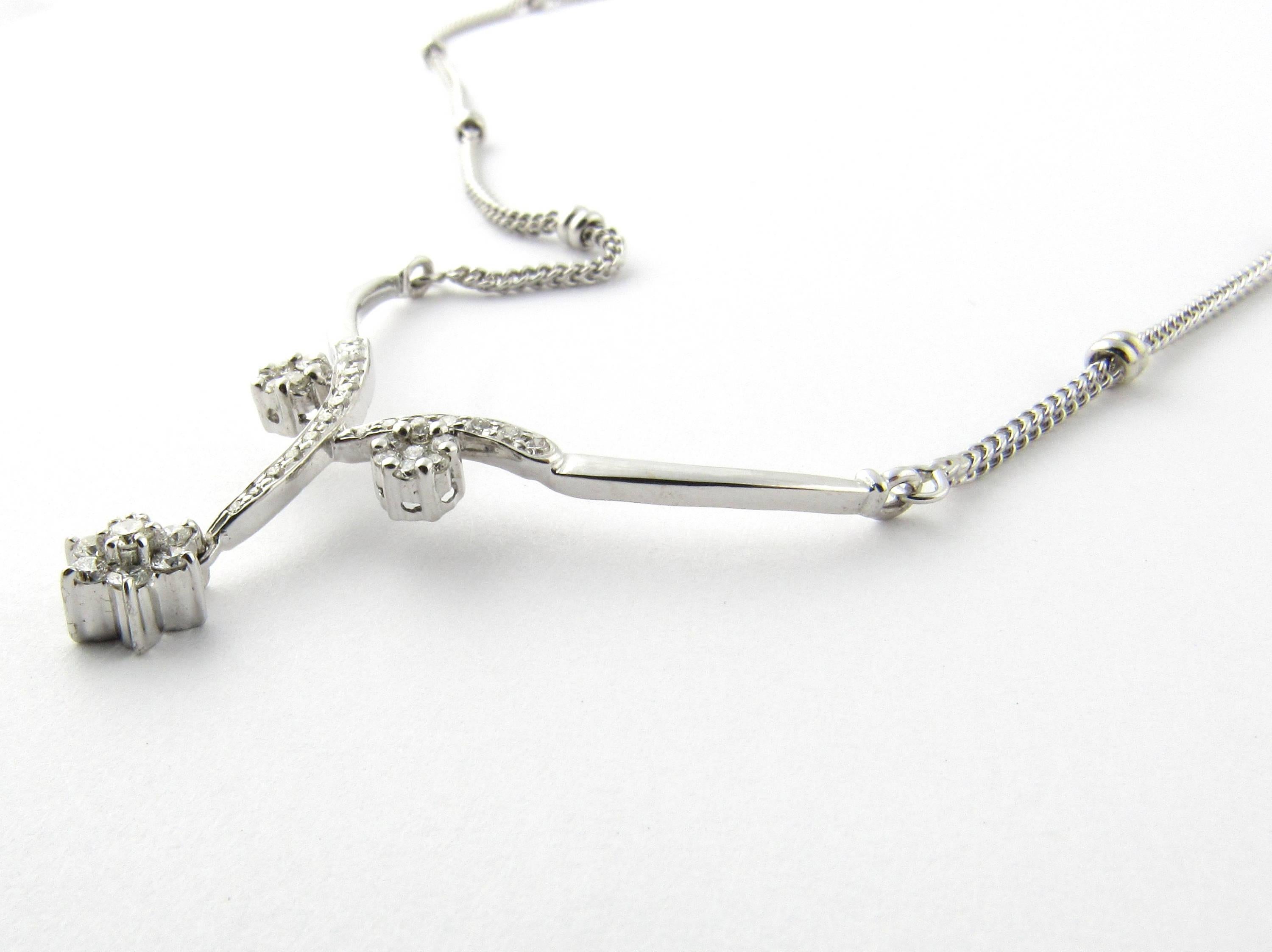 Round Cut 18 Karat White Gold and Diamond Necklace