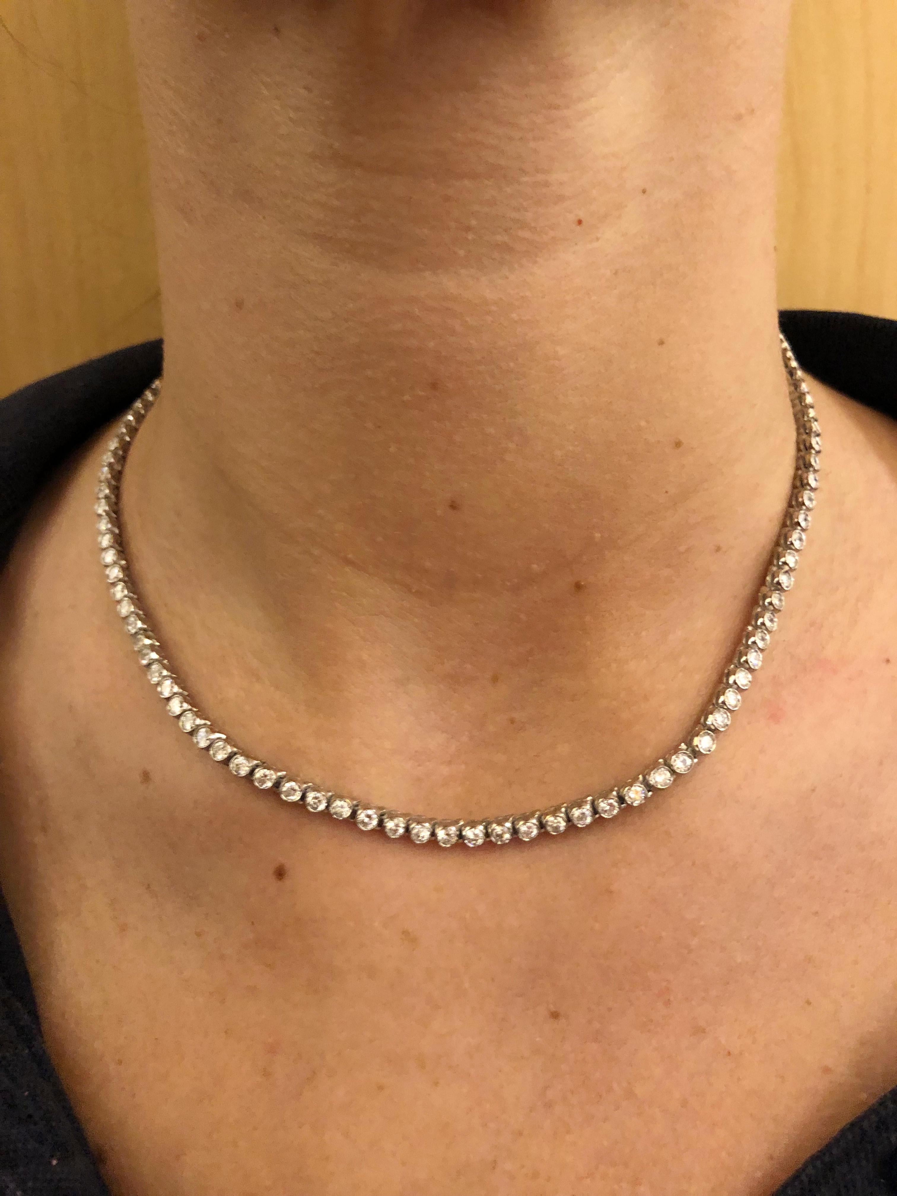 Women's 18 Karat White Gold and Diamond Necklace For Sale