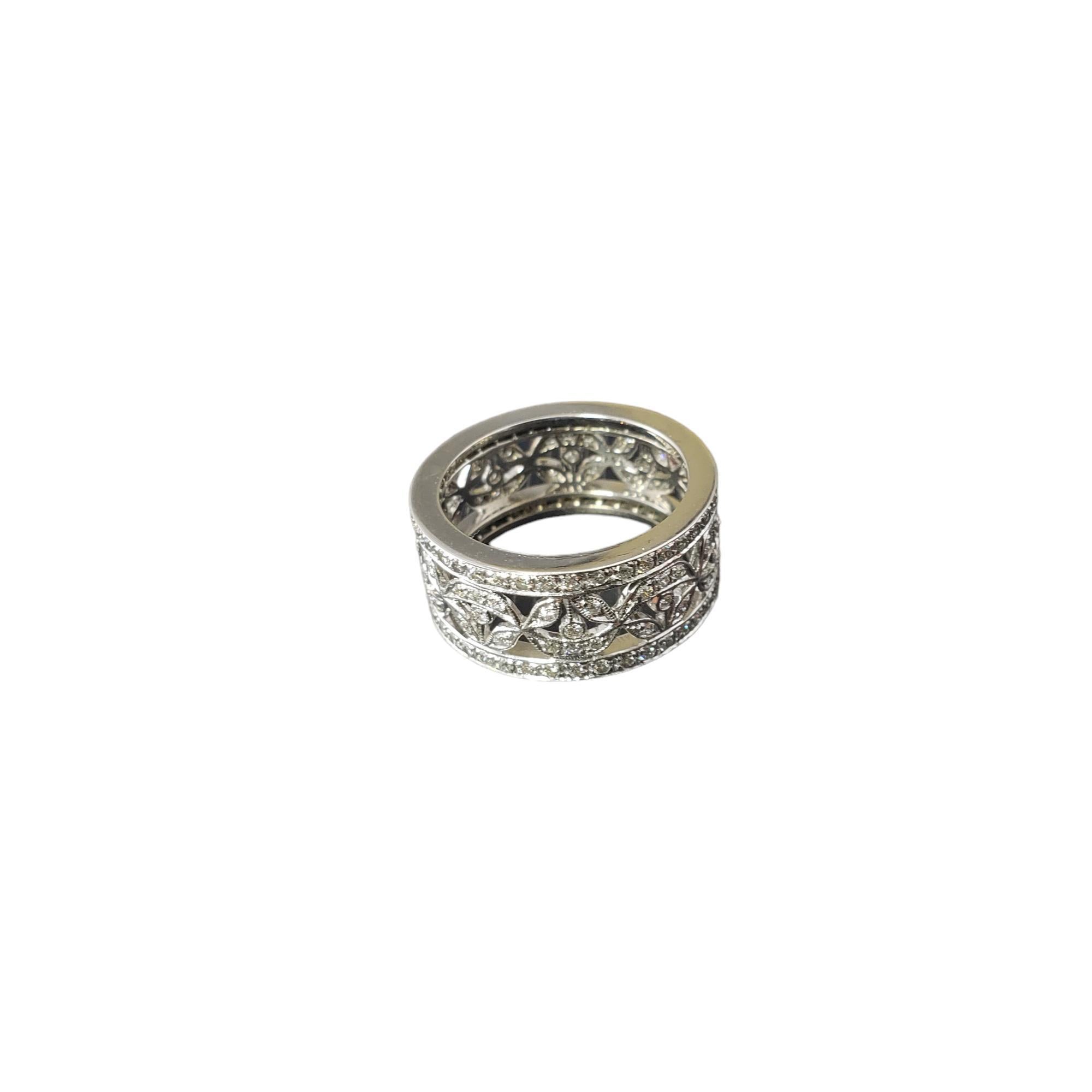 Brilliant Cut 18 Karat White Gold and Diamond Open Band Ring Size 5.75 #17637 For Sale