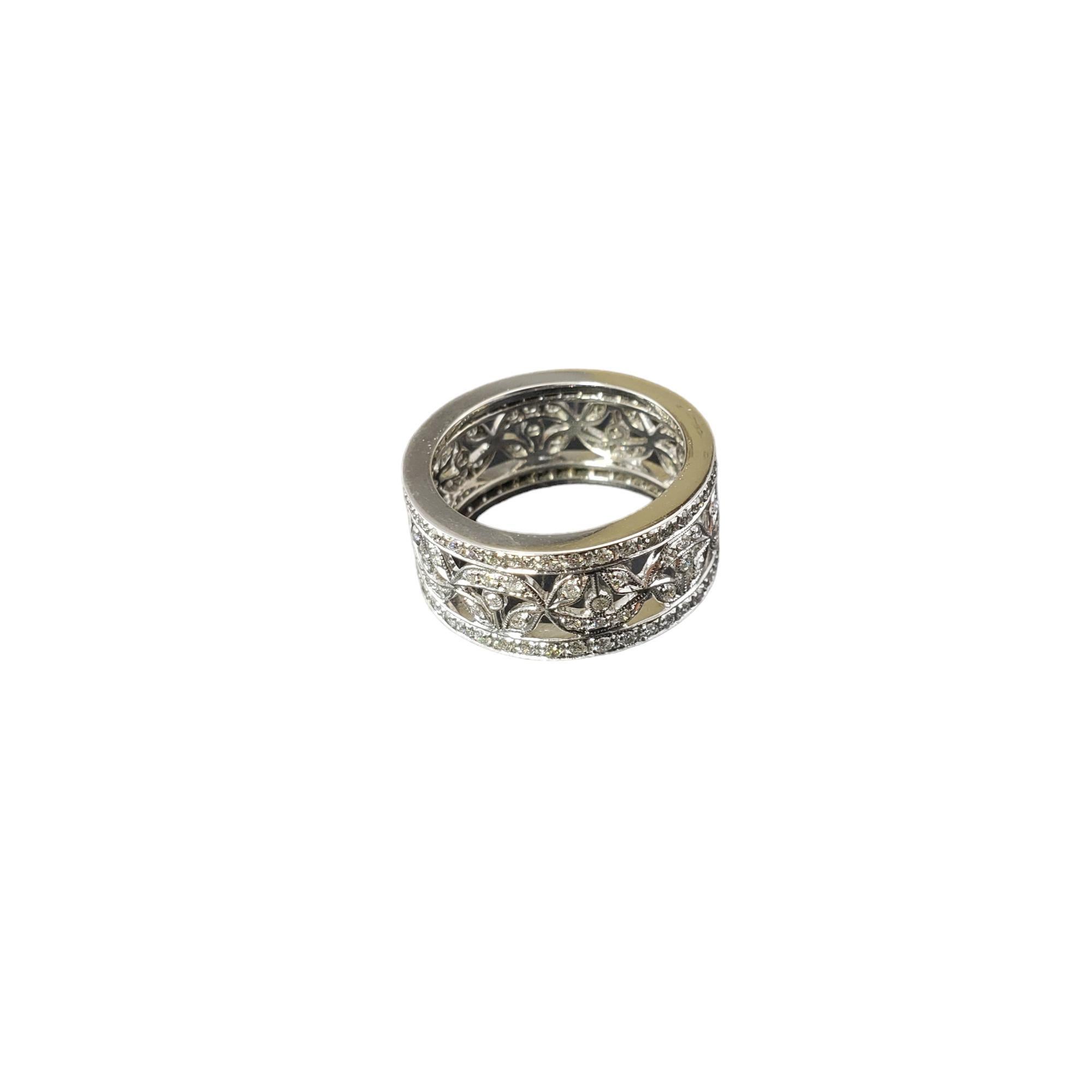 18 Karat White Gold and Diamond Open Band Ring Size 5.75 #17637 In Good Condition For Sale In Washington Depot, CT