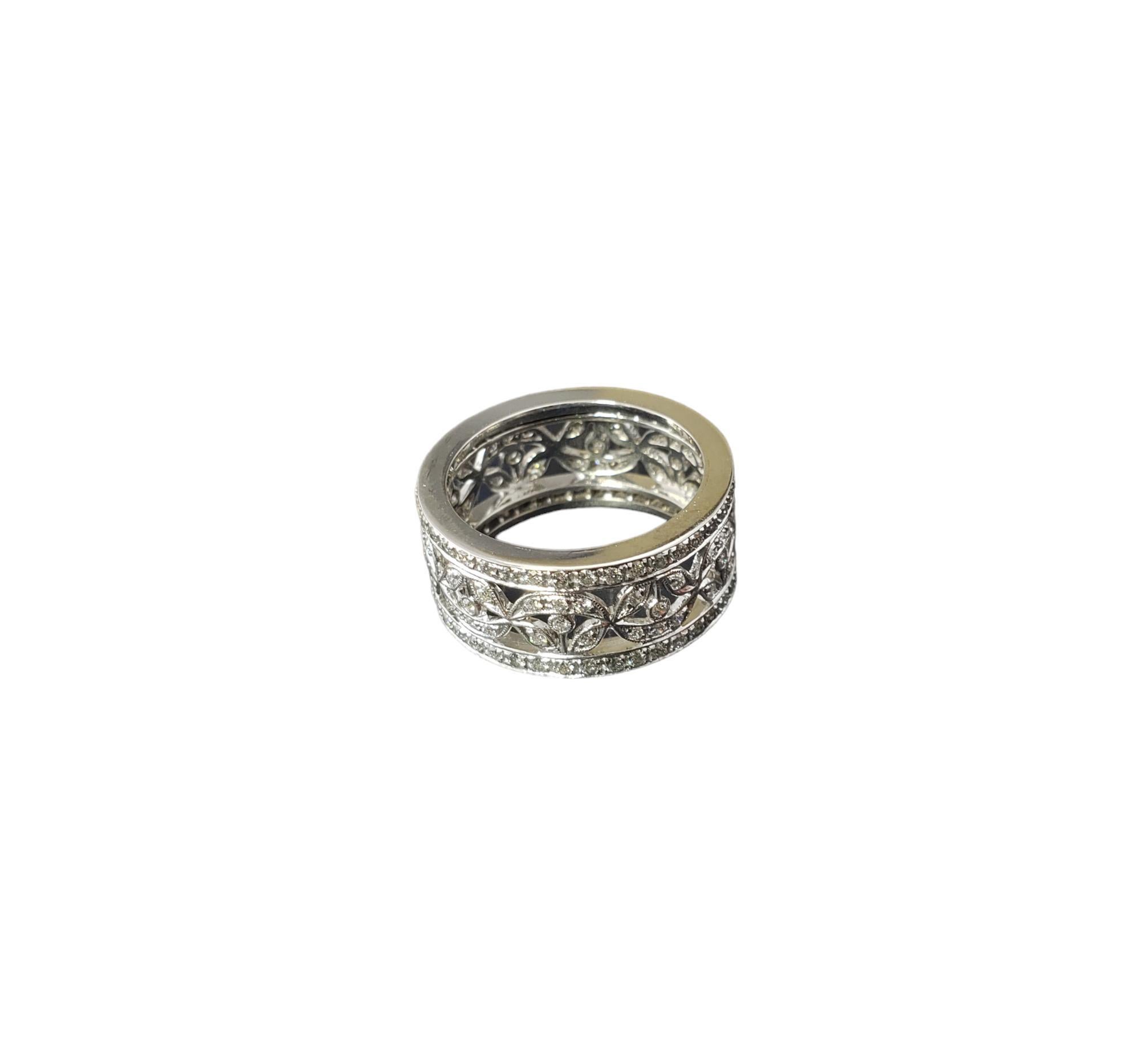Women's 18 Karat White Gold and Diamond Open Band Ring Size 5.75 #17637 For Sale