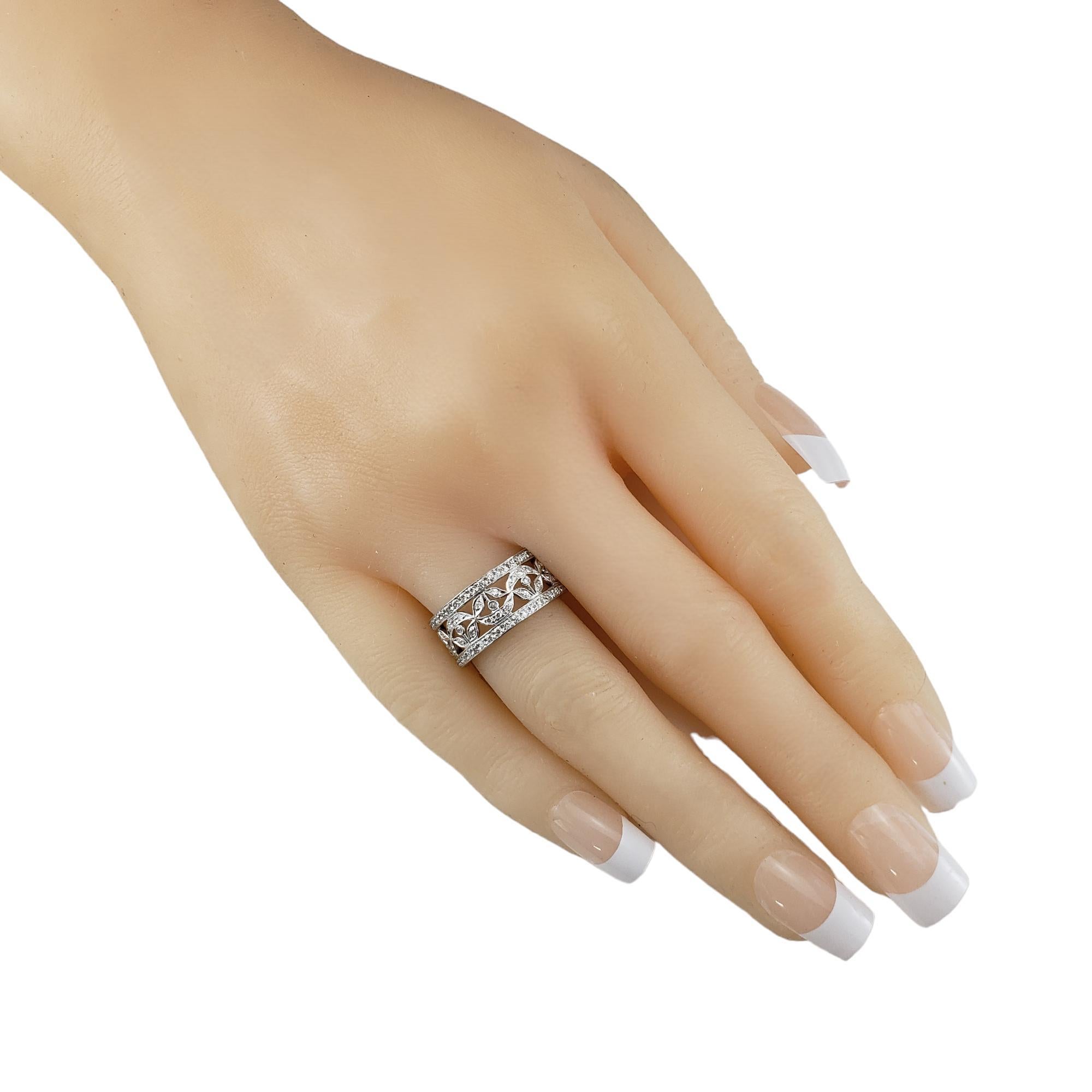 18 Karat White Gold and Diamond Open Band Ring Size 5.75 #17637 For Sale 2