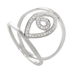 18 Karat White Gold and Diamond Openwork Evil Eye Ring KO59381RJBZ
