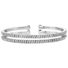 Bracelet jonc en or blanc 18 carats et pavé de diamants