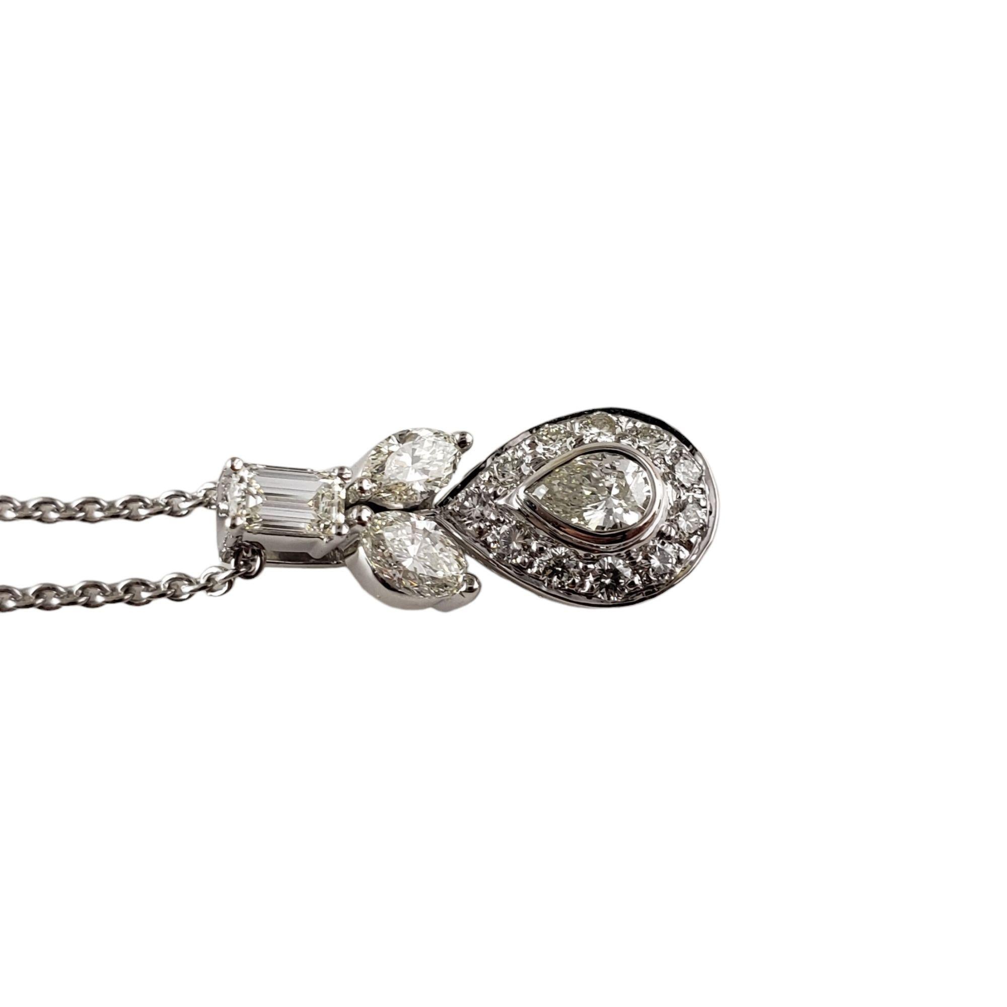 Emerald Cut  18 Karat White Gold and Diamond Pendant Necklace #14904 For Sale