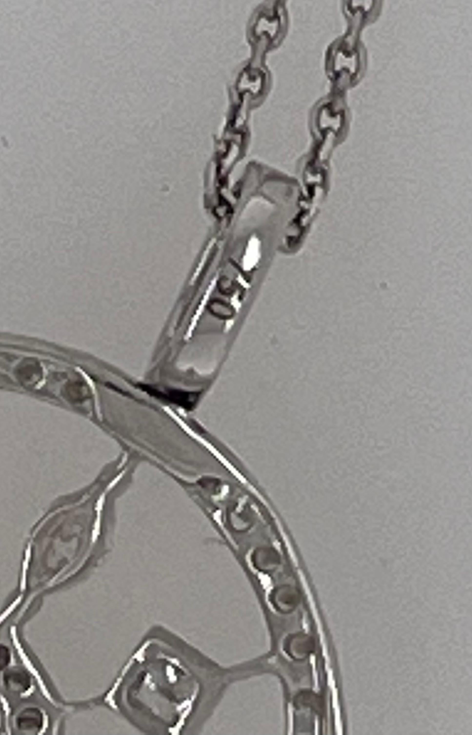 18 Karat White Gold and Diamond Petals Key Pendant Necklace, Tiffany & Co. Style 4