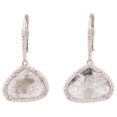 18 Karat White Gold and Diamond Slice Drop Earrings-Original Retail $5500