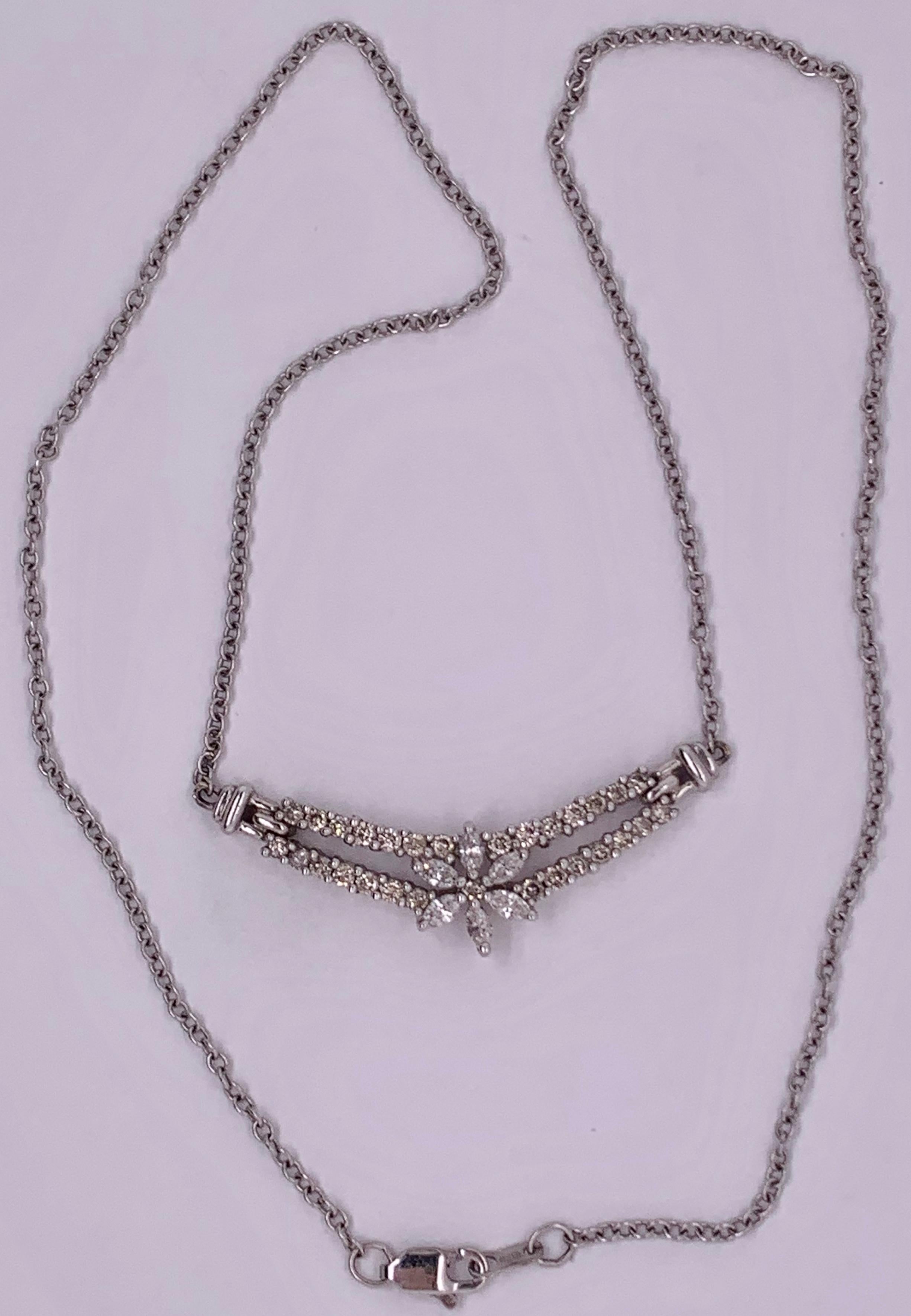 Modern 18 Karat White Gold And Diamond Soldered Pendent Necklace For Sale