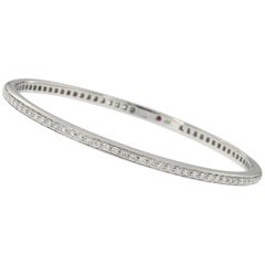 Roberto Coin 18 Karat White Gold and Diamond Solid Bangle Bracelet 