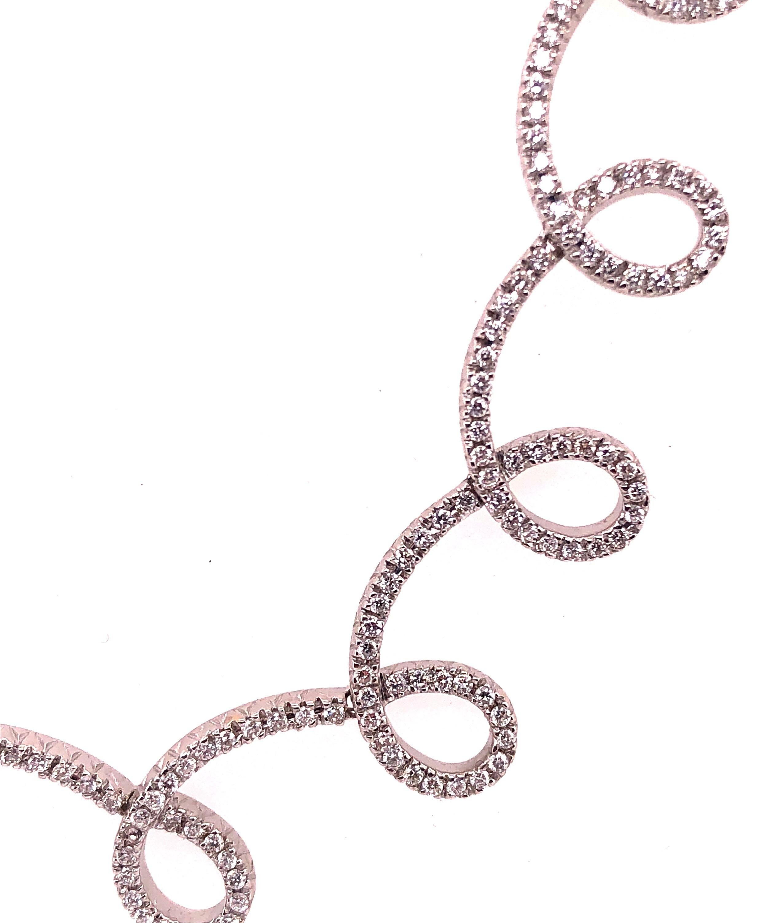 Women's or Men's 18 Karat White Gold and Diamond Swirl Necklace by H2 at Hammerman For Sale