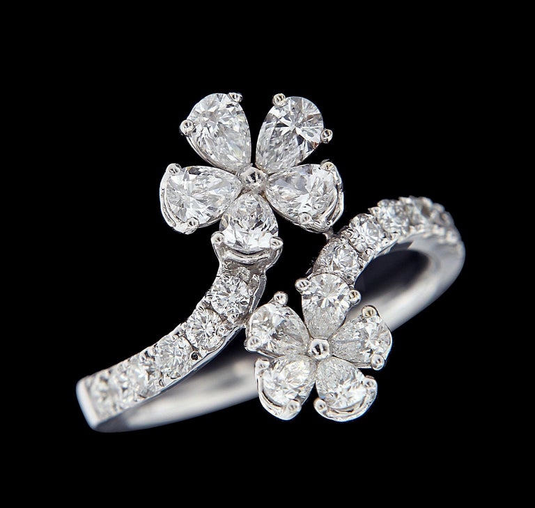 White Rae Duo Floral Ring main image 1