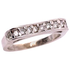 14 Karat White Gold and Diamond Wedding Band Bridal Anniversary Ring