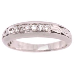 18 Karat White Gold and Diamond Wedding Band Bridal Ring