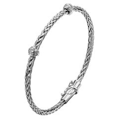 Roman Malakov 0.11 Carat Total Round Cut Diamond Wheat Style Bangle Bracelet