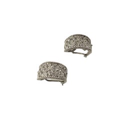 18 Karat White Gold and Diamond Wide Half Hoop Earrings #17038