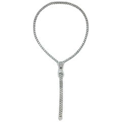 18 Karat White Gold and Diamond Zipper Necklace