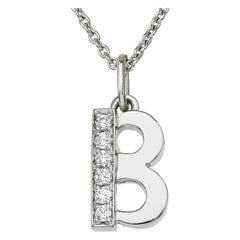 18 Karat White Gold and Diamonds B-Initial Pendant/Necklace