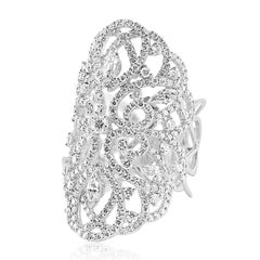 18 Karat White Gold and Diamonds Lace Statement Ring